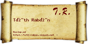 Tóth Rabán névjegykártya